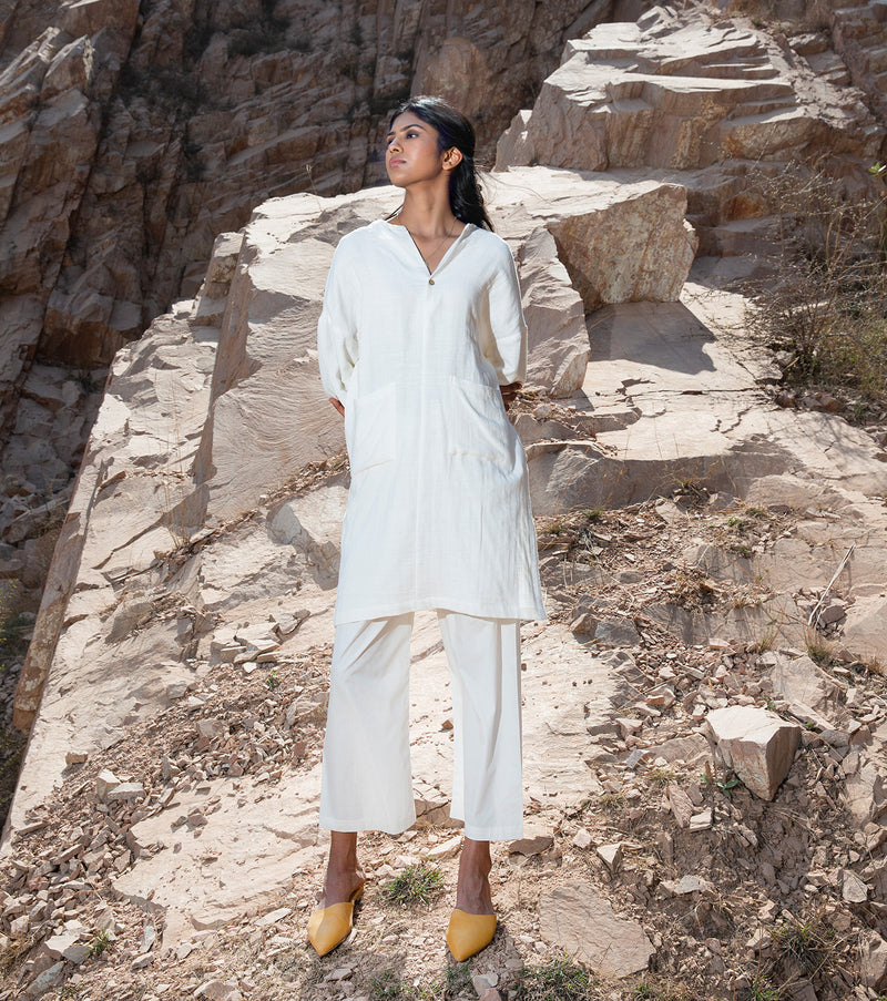 KharaKapas I Short White Tunic With Pants Set   I  32 Days Of Summer - Shop Cult Modern