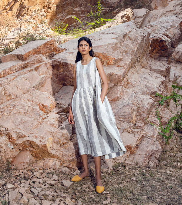 KharaKapas I Round Neck Sleeveless Striped Dress  I  32 Days Of Summer - Shop Cult Modern
