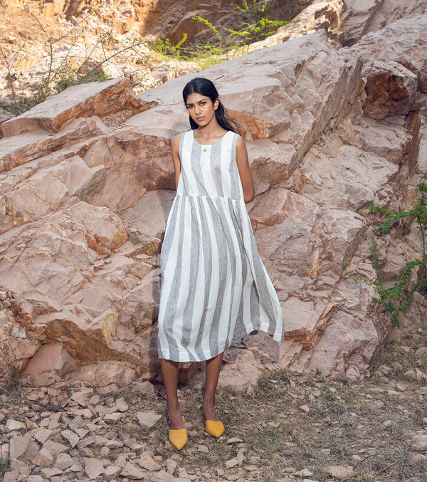 KharaKapas I Round Neck Sleeveless Striped Dress  I  32 Days Of Summer - Shop Cult Modern