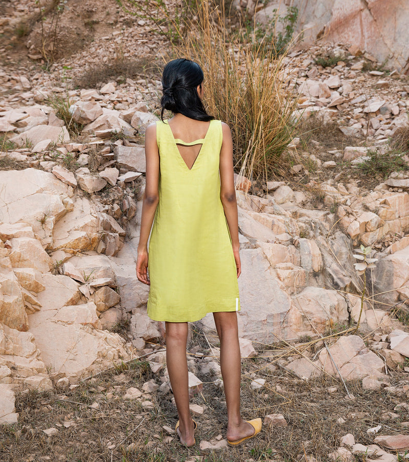 KharaKapas I Lime Green V Neck Shift Dress  I 32 Days Of Summer - Shop Cult Modern