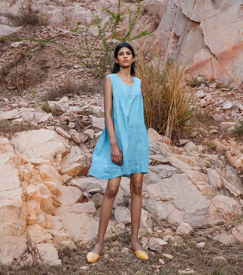KharaKapas I Ice Blue Sleeveless Shift Dress  I  32 Days Of Summer - Shop Cult Modern