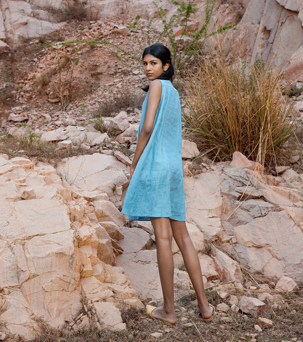 KharaKapas I Ice Blue Sleeveless Shift Dress  I  32 Days Of Summer - Shop Cult Modern