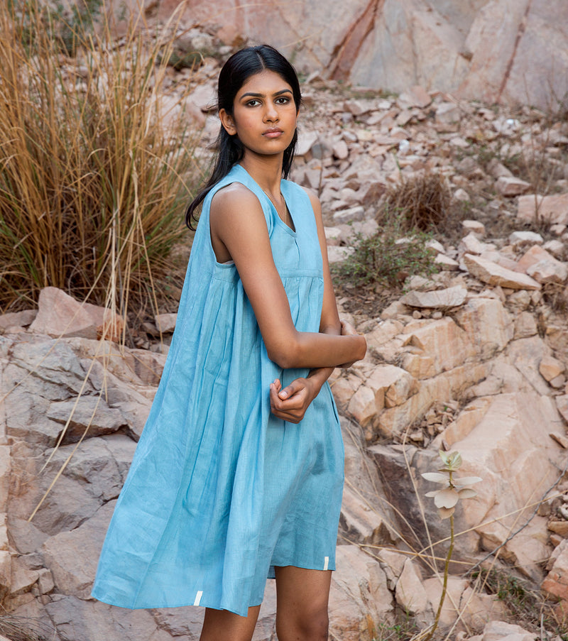 Shop Ice Blue Shift Dress by Khara Kapas | Shop Cult Modern Shop Ice Blue Shift Dress by Khara Kapas | Shop Cult Modern