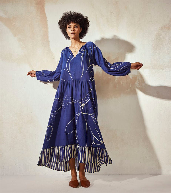Khara Kapas  I  Atlanta Blue Berry Maxi Dress - Shop Cult Modern