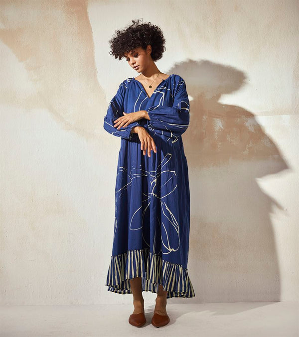 Khara Kapas  I  Atlanta Blue Berry Maxi Dress - Shop Cult Modern