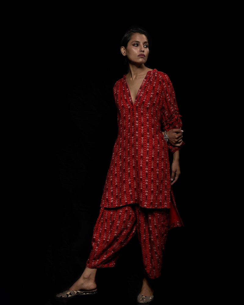 Viam   I   Red Ikat Hand Printed Tunic - Shop Cult Modern