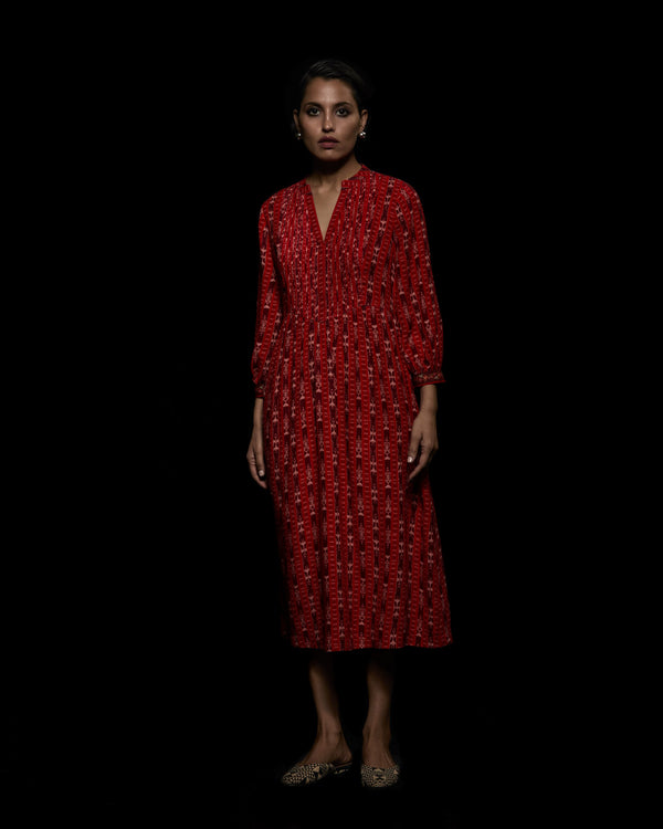 Viam   I   Red Ikat Hand Printed Dress - Shop Cult Modern