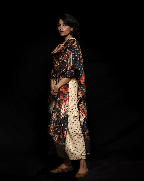 Viam   I   Black Floral Hand Printed Kimono - Shop Cult Modern